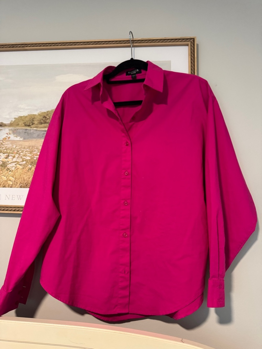 Express Fuchsia Button-Down Shirt